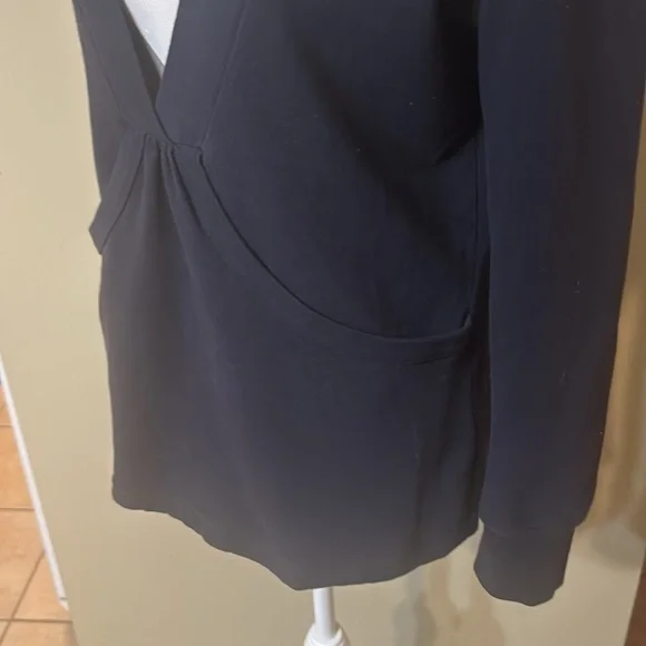 Navy Blue V-Neck Sweater with Front Pockets by Ann Taylor LOFT - Medium - Picture 3 of 8